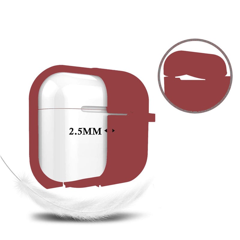 Cypher.V Protective Case Cover for Airpods Pro Charging Case, Upgraded Air Pods Silicone Case Skin with Soft Cute Ball Pom Pom Keychain Kit (A, Wine Red) - Image 4
